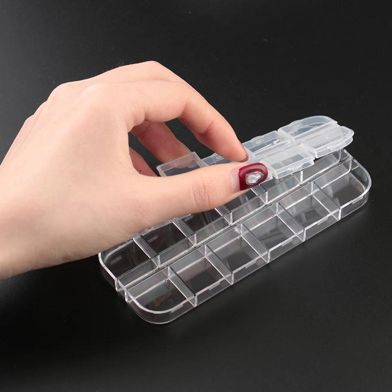 Hộp Nhựa Mini Trong Suốt Đựng Hạt Đá / Trang Sức / Trang Trí Móng Tay Có Nắp Điều Chỉnh Được Nhiều Kích Cỡ