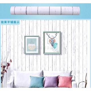 1m x 45cm Decal dán tường có sẵn keo - gỗ sọc trắng POP15