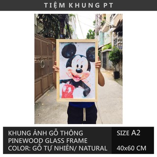 Khung ảnh A2 40x60 gỗ thông mặt kính treo tường - Picture Frames Tiệm Khung PT