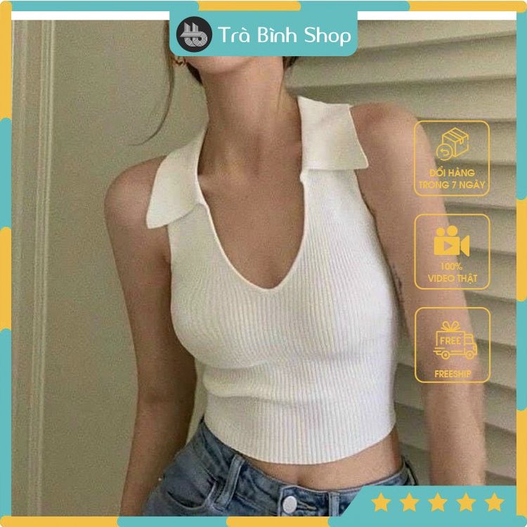 Áo len sát nách cổ bẻ cá tính chất len loại 1 hàng VNXK