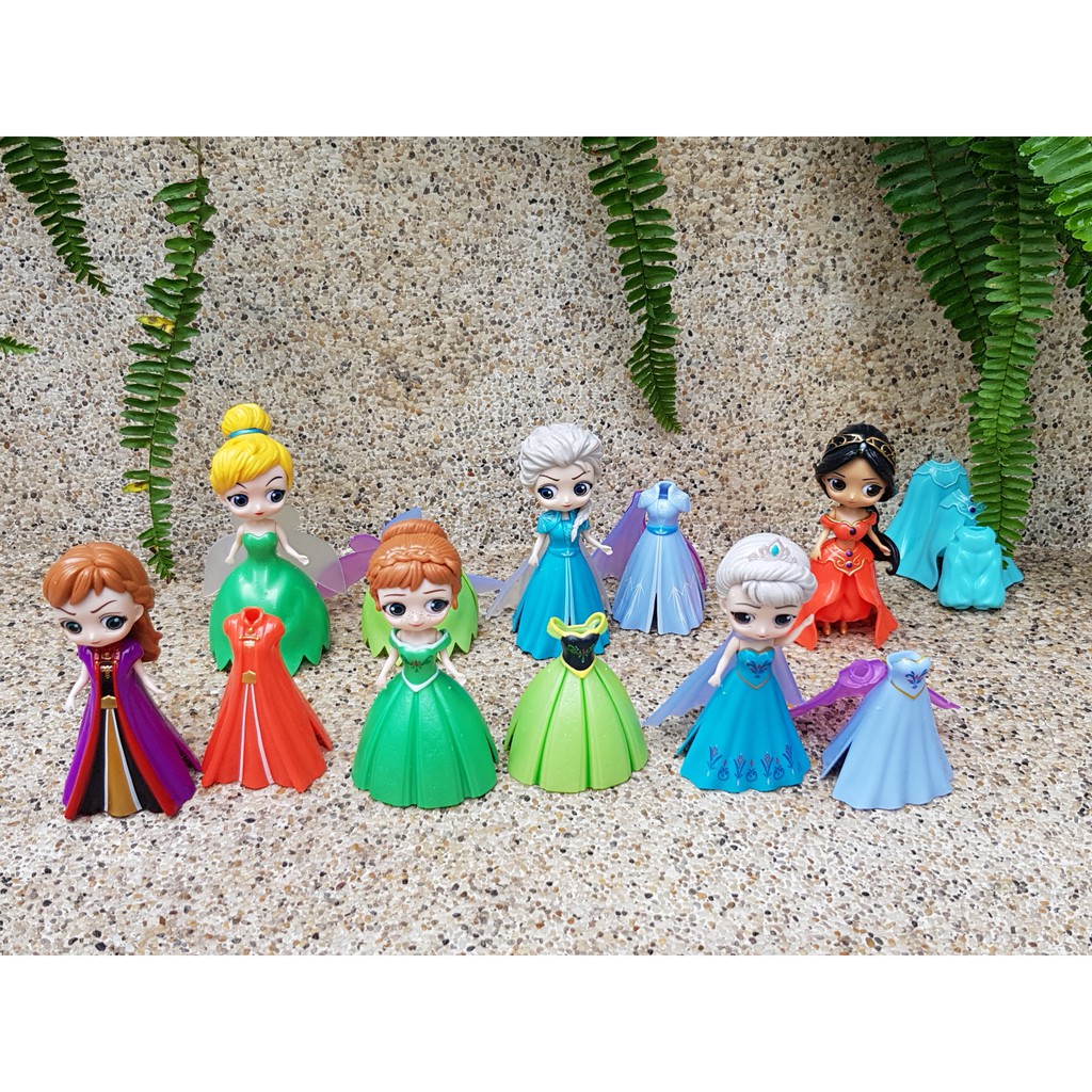 BÚP BÊ ELSA  KÈM VÁY THAY,ÁO CHOÀNG, CÁNH TIÊN, ĐỒ CHƠI BÚP BÊ SIZE TO - BỘ 6 BÚP BÊ DISNEY + 12 VÁY THAY ĐỔI