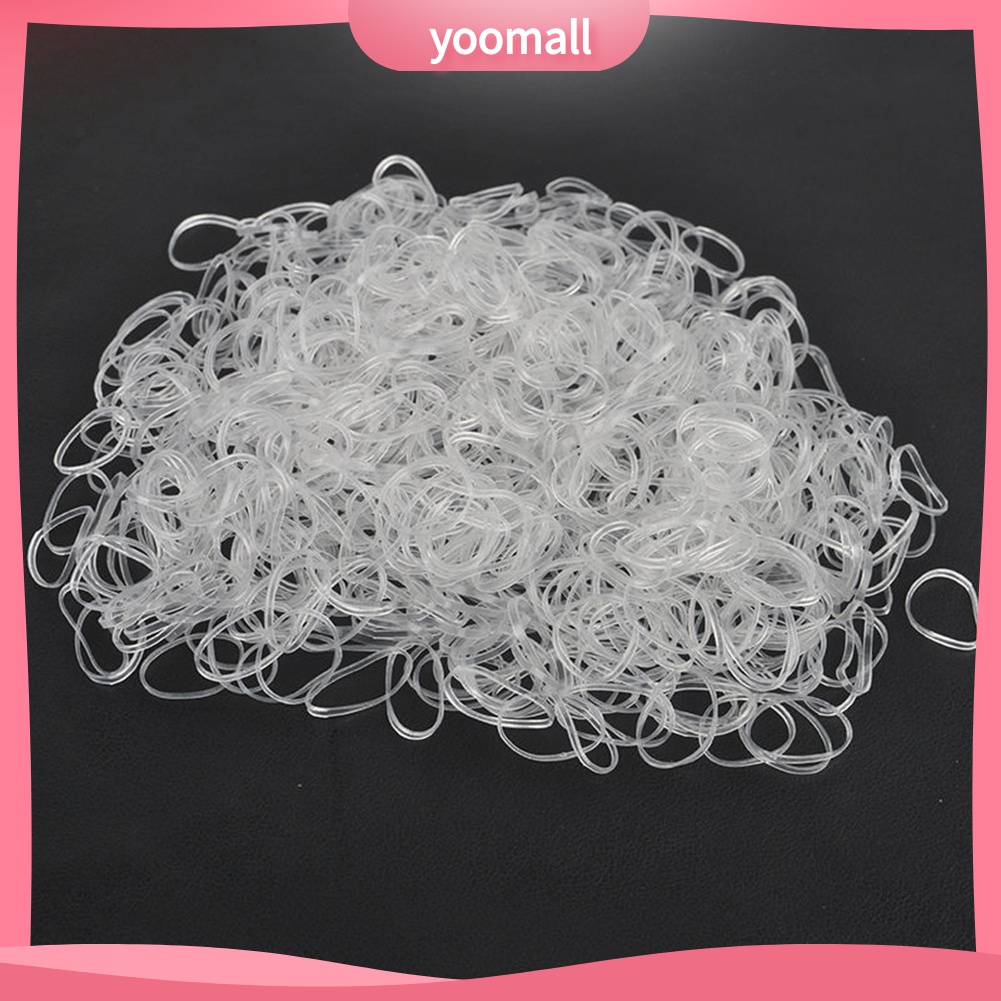 Yomall♡ Set 500 Dây Chun Buộc Tóc Màu Trắng Trong Suốt