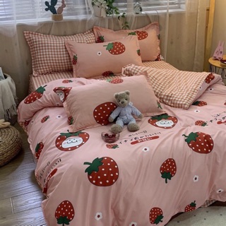 Bộ Chăn Ga Gối Cotton Poly Quả Dâu