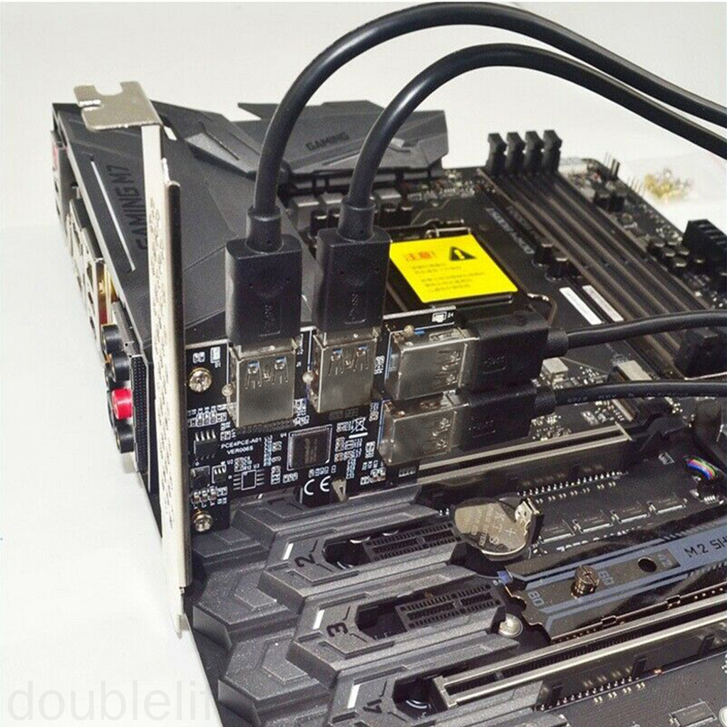 PCI-E Expansion Card PCI-E to USB Card 1 to 4 Riser Adapter Board with 4 USB 3.0 Interfaces doublelift store