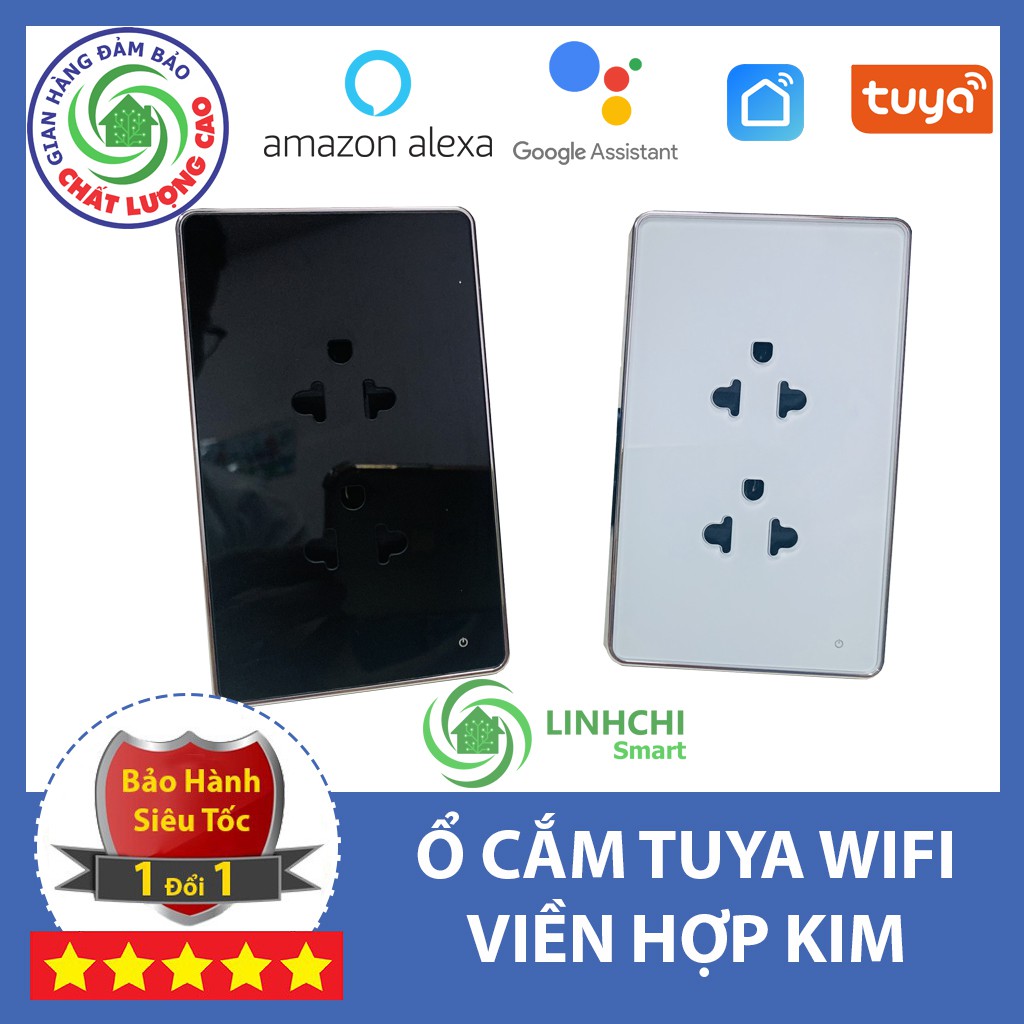Ổ cắm thông minh TUYA wifi viền  kim loại nguyên khối bật tắt thiết bị thiết bị từ xa