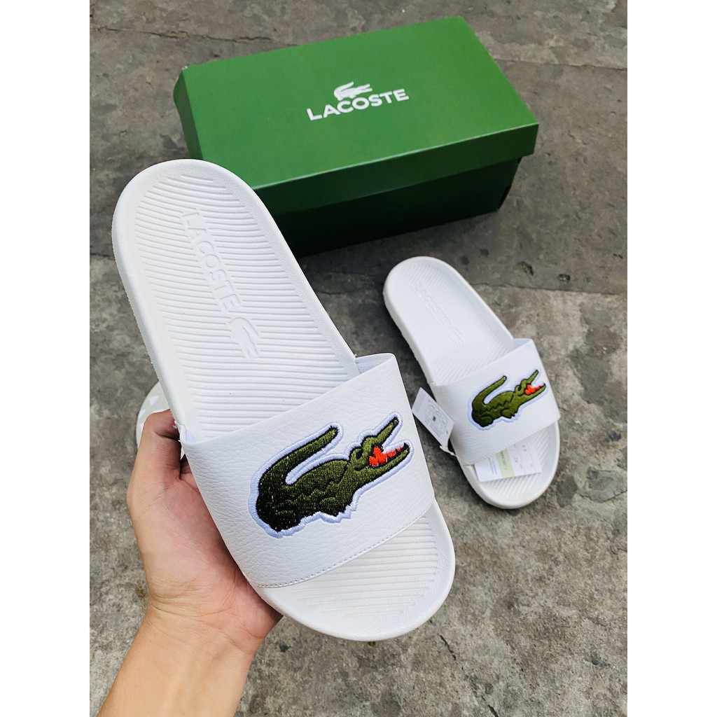 [Mã FAGREEN245 giảm tới 30K đơn 99K] Dép Lacoste nam VNXK - Trắng