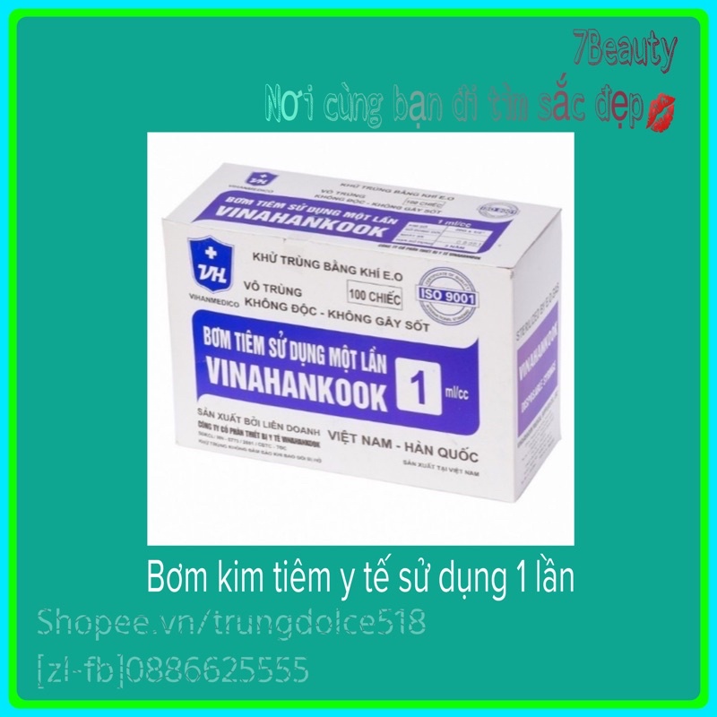 1 hộp Kim tiêm y tế 5cc 100c dùng trong spa thẫm mỹ viện lấy máu prp