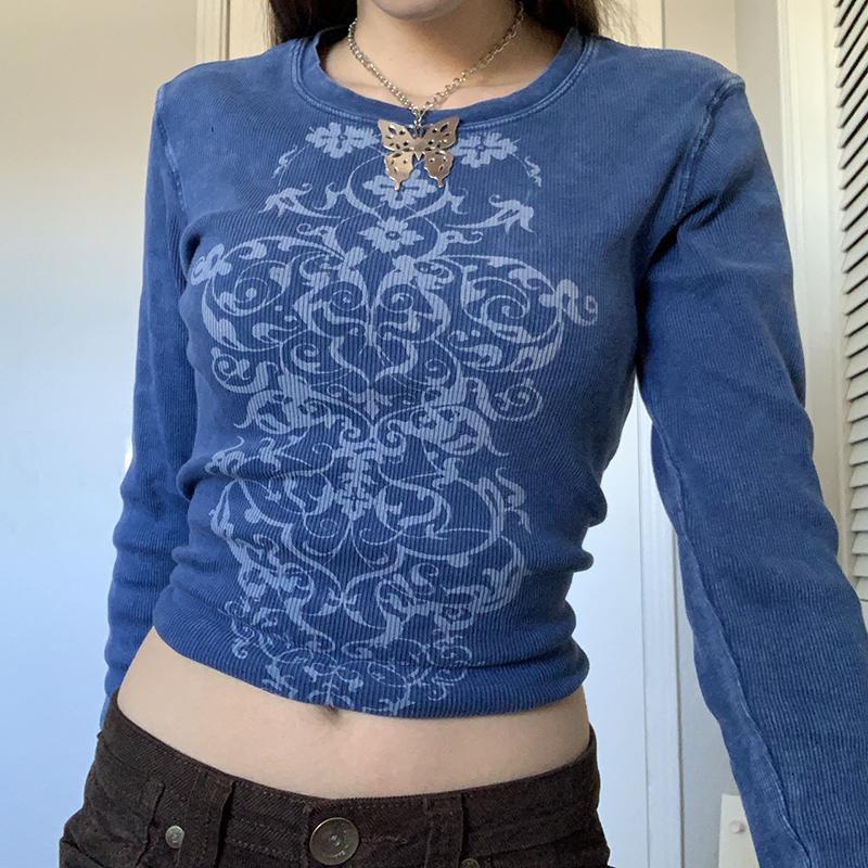 New European American Style Milimum Round Neck Long Sleeve T-shirt