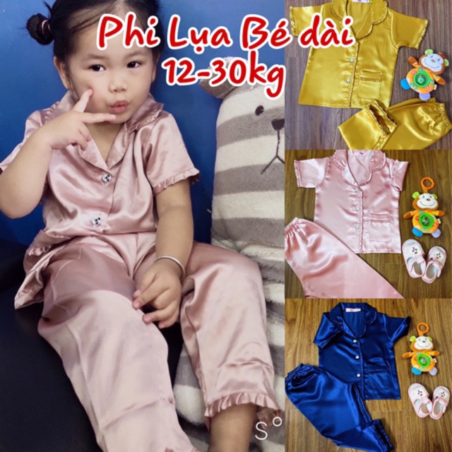 [SIZE 12-30KG] Bộ Pijama BÉ GÁI BÉ TRAI Phi Lụa Thái tay dài