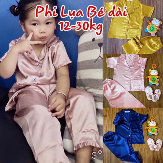 [SIZE 12-30KG] Bộ Pijama BÉ GÁI BÉ TRAI Phi Lụa Thái tay dài