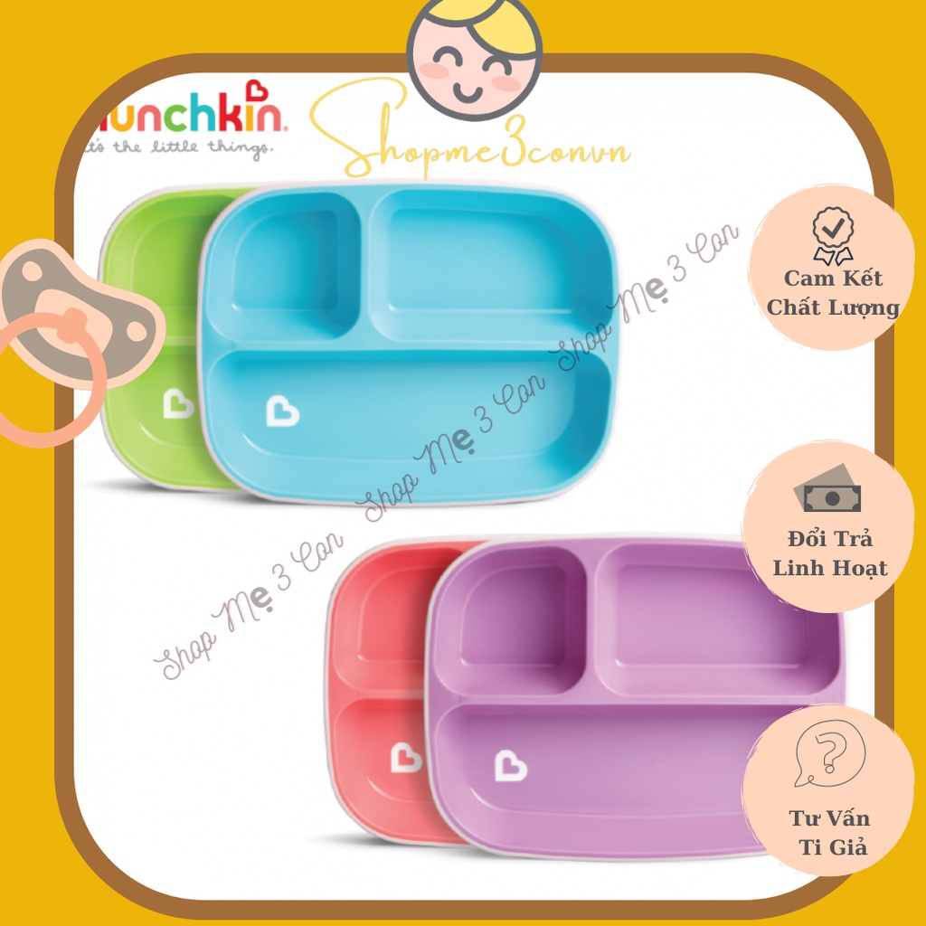 Bộ 2 Khay Ăn Dặm Chủ Động Chia 3 Ngăn MunchKin ( Có Bán Lẻ )