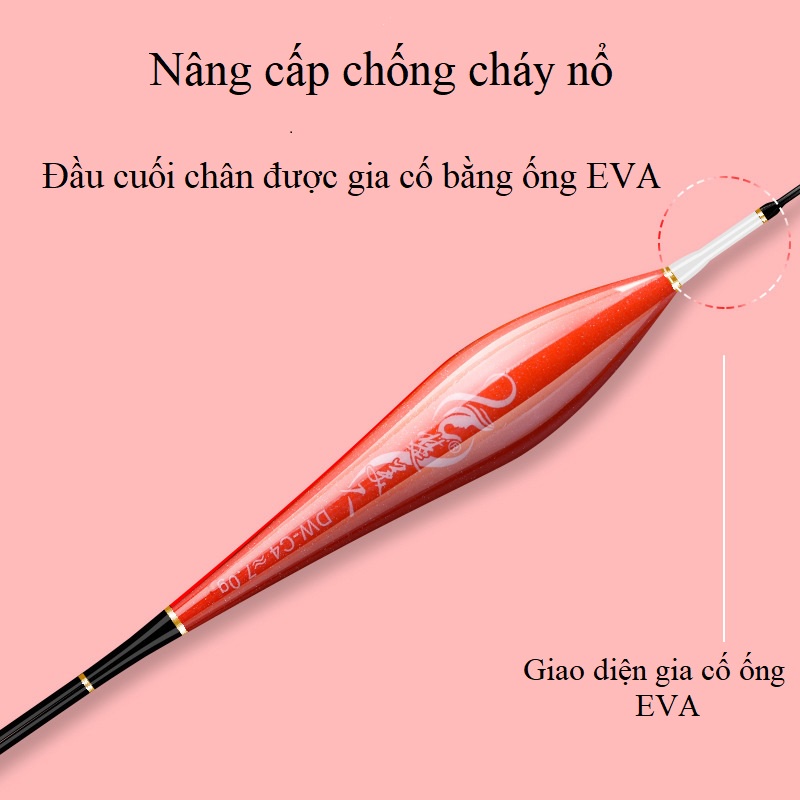 Phao Câu Đài Săn Hàng DW tăm phao lớn, siêu nhạy, chống lóa mắt, mỏi mắt cao cấp PC12