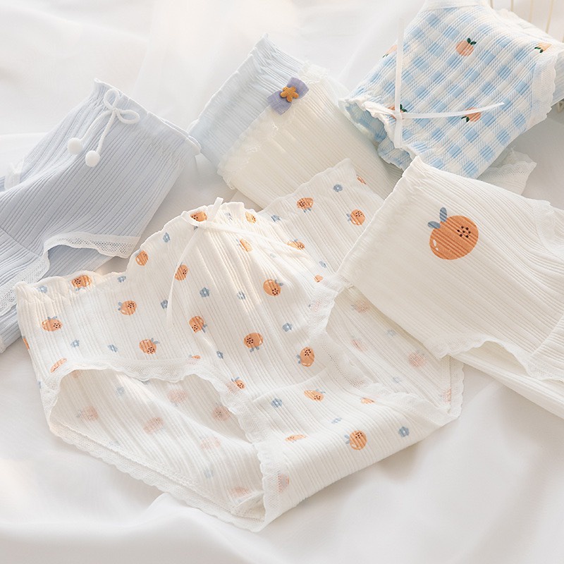 Quần lót nữ thun gân cotton nữ họa tiết trái cam dễ thương trẻ trung - betu