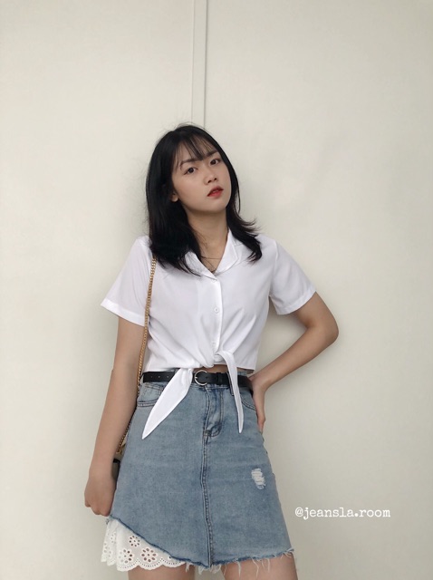 [#VJL3] Chân váy JEANSLA Chữ A Xanh nhạt phối ren Sang chảnh Độc - Lạ | BigBuy360 - bigbuy360.vn