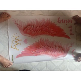 Decal dán tường cánh thiên thần hồng