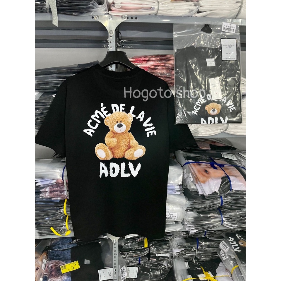 Áo Thun ADLV  in hình gấu 2 mặt  Unisex Form Rộng Chất Vải Cotton Thời Trang Nam Nữ