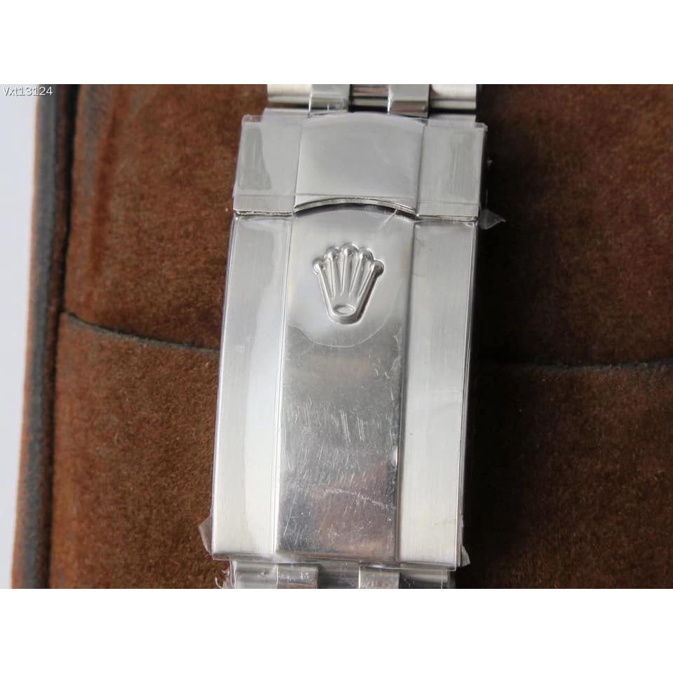 Đồng hồ Nam Rolex 3kim 1 lịch mặt ghi xám số đá máy nhật chạy cơ Automatic size 41mm vỏ trắng