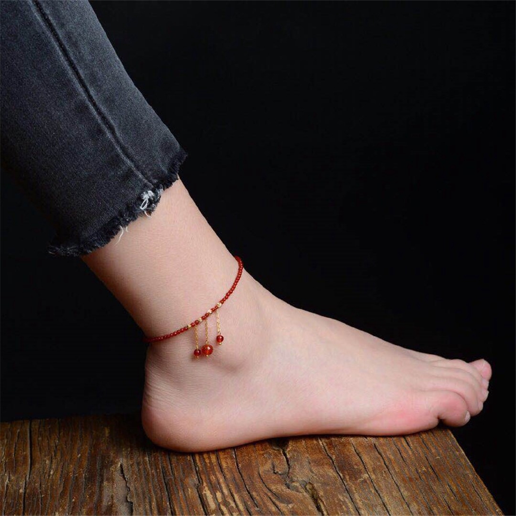 Lắc Chân Đính Đá Mã Não Đỏ Tự Nhiên Thời Trang | BigBuy360 - bigbuy360.vn