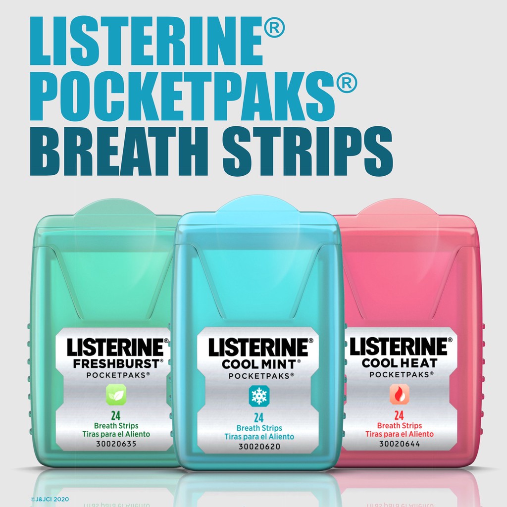 [Bill Mỹ]  Miếng ngậm thơm miệng LISTERINE 🛑CHÍNH HÃNG🛑 Ngậm thơm Miệng LISTERINE POCKETPAKS vỉ 3 hộp (hộp 24 miếng)