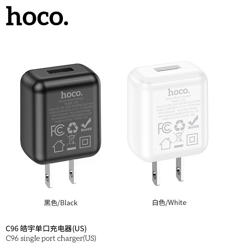Củ sạc nhanh 🔥FREESHIP50K🔥 Hoco C72 - 1 cổng USB cho Iphone, Samsung, Huawei,..- chính hãng