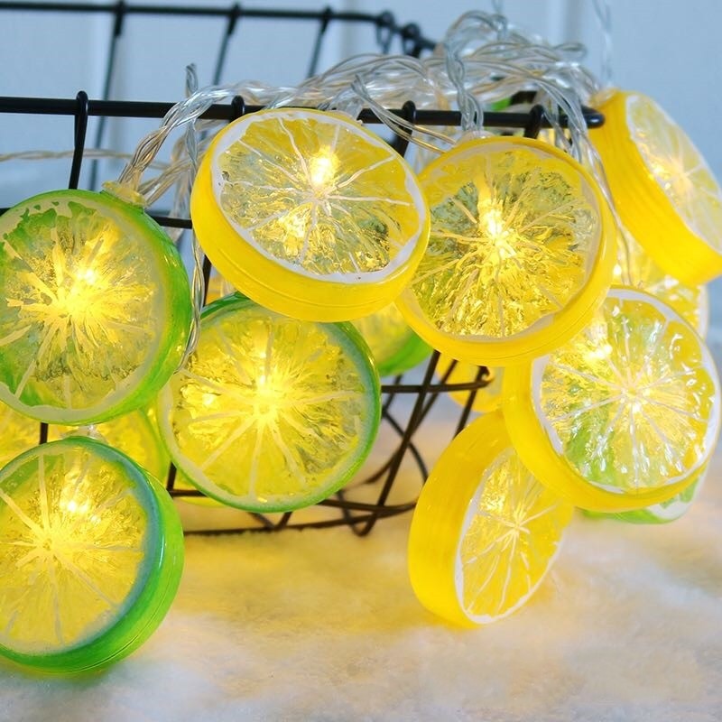 Dây đèn LED 10 bóng hình lát chanh xinh xắn trang trí chống thấm nước