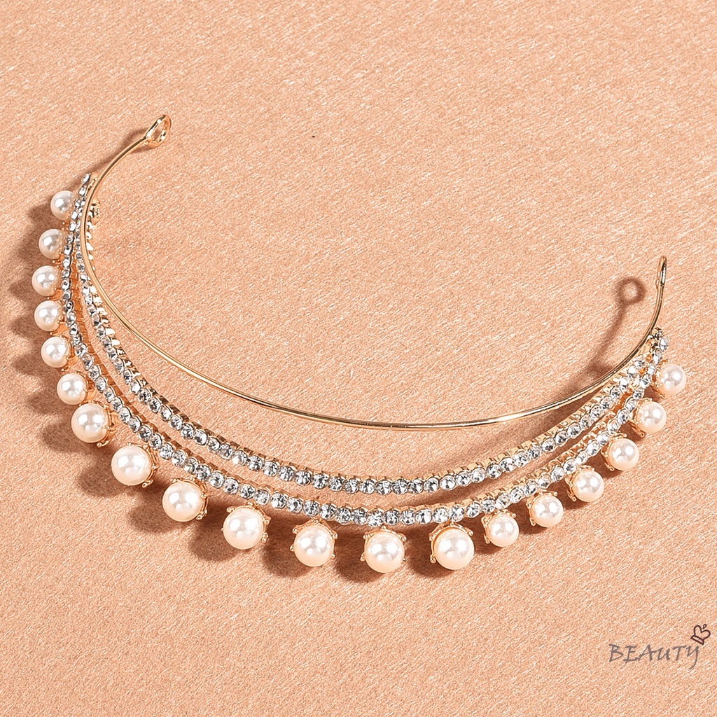 Băng đô cài tóc đính đá 3 hàng lấp lánh cho phù dâu