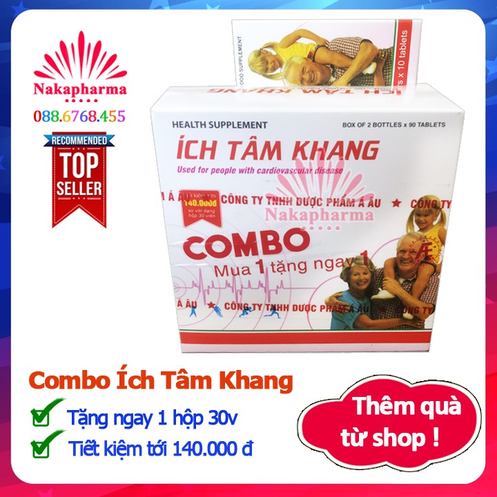 ✅ [CỰC SỐC] Ích Tâm Khang 180 viên tặng ngay hộp 30 viên - Tốt cho tim mạch, ngừa các bệnh mạch vành