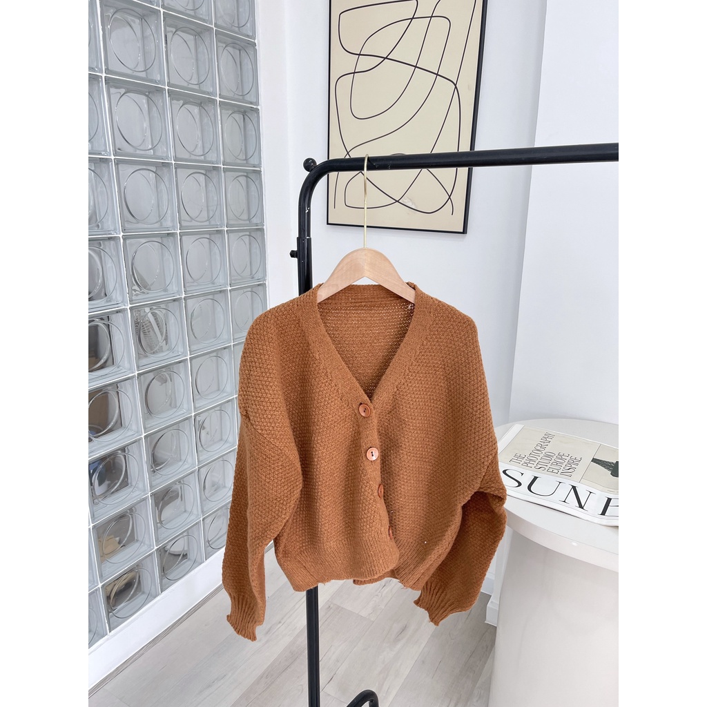 Áo len cardigan HEYBEE cổ tim 4 cúc/nút, chất vải len dày dặn nhiều màu siêu xinh - HN013