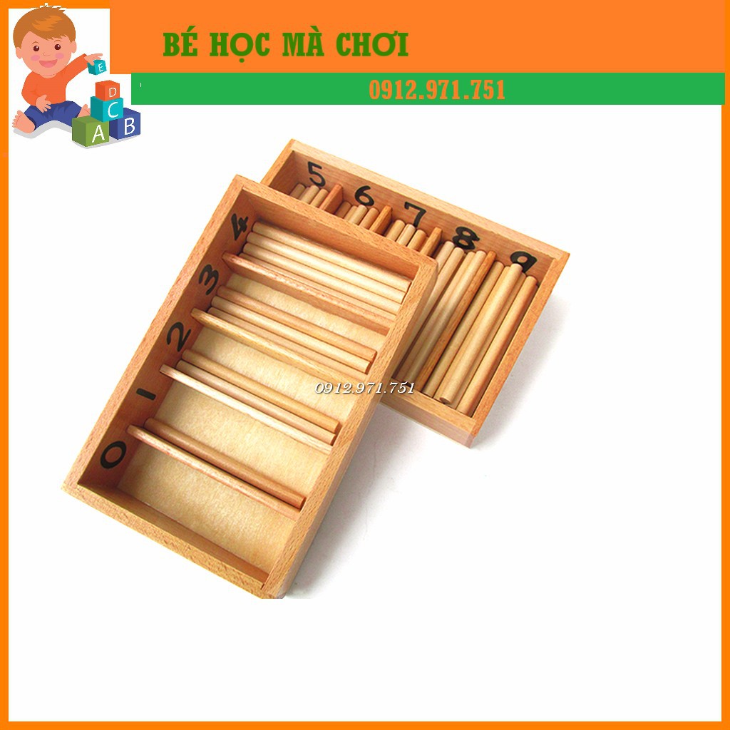 Giáo cụ Montessori - Spindle Box 45 que tính (loại to)