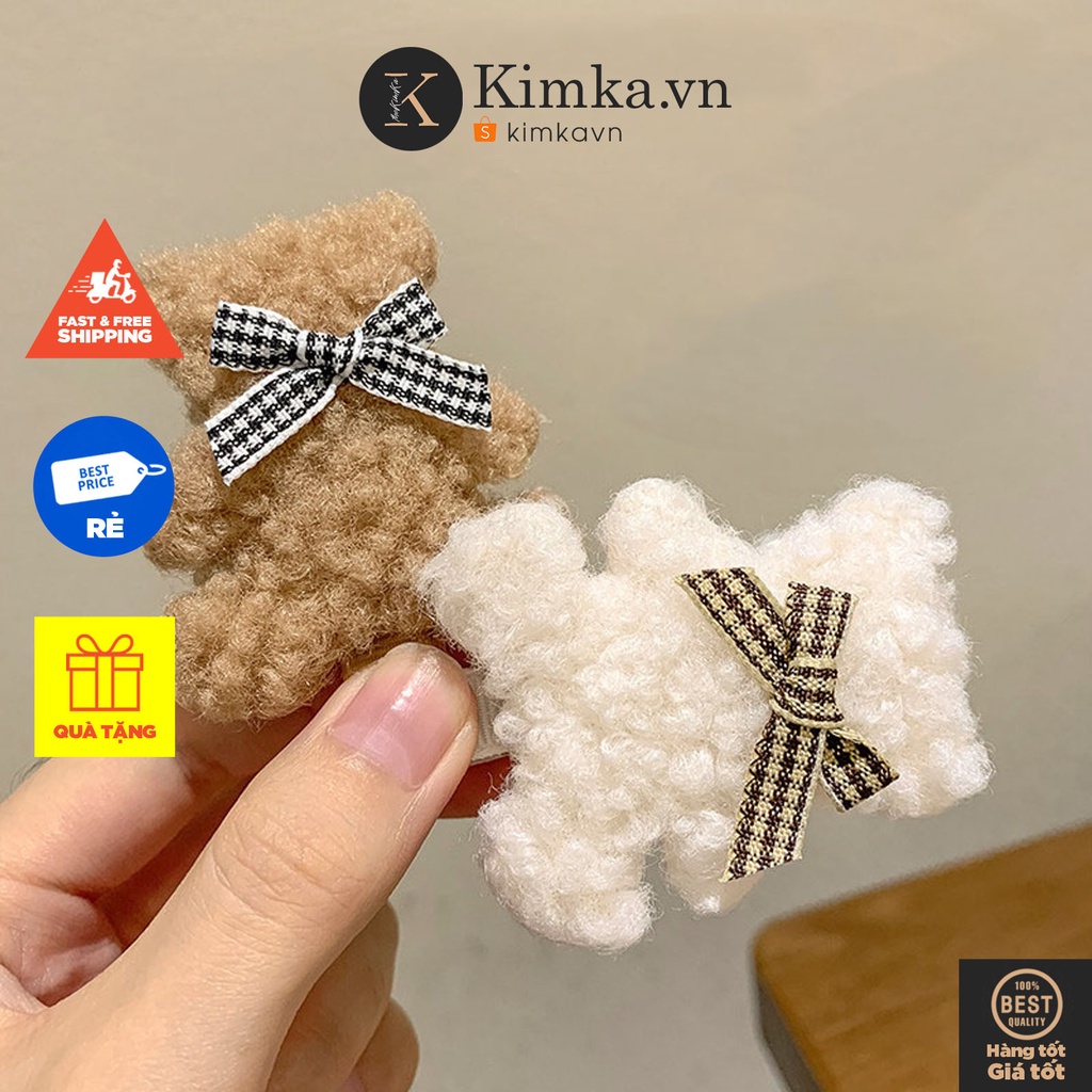 (0478) Cặp Tóc Dễ Thương Gấu Lông Cừu Xinh Xắn Hàn Quốc