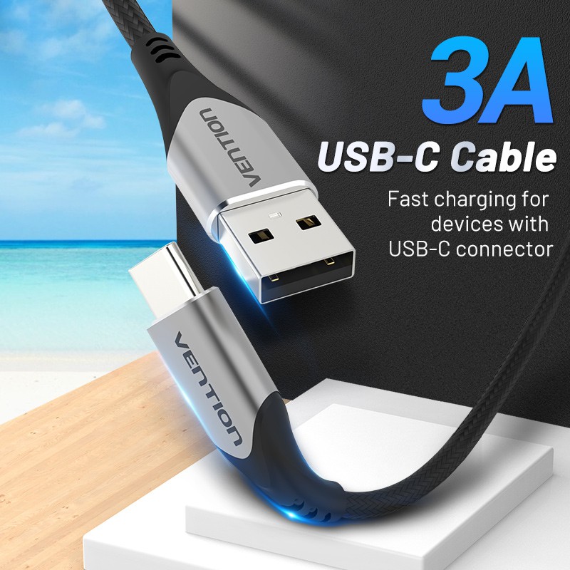 Dây cáp sạc nhanh VENTION USB Type C 3A tiện lợi thích hợp cho điện thoại