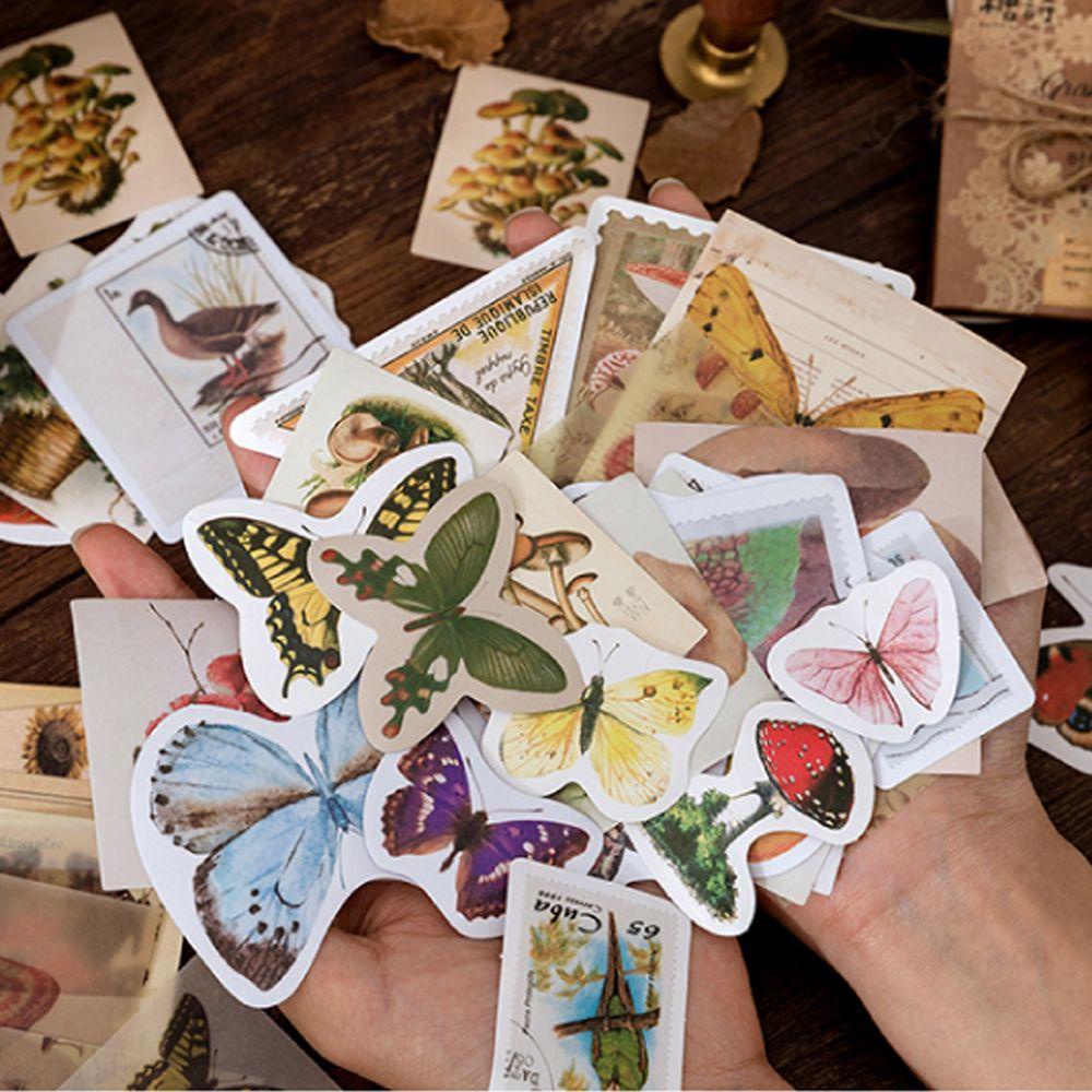 Set 60 Sticker Dán Trang Trí Hình Cây Cối Phong Cách Retro