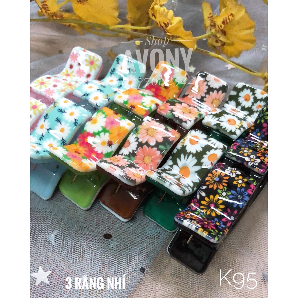 [NHÍ] Bấu tóc càng cua 3 răng size mini in hoa - Honey, Cặp tóc dành cho tóc siêu ít