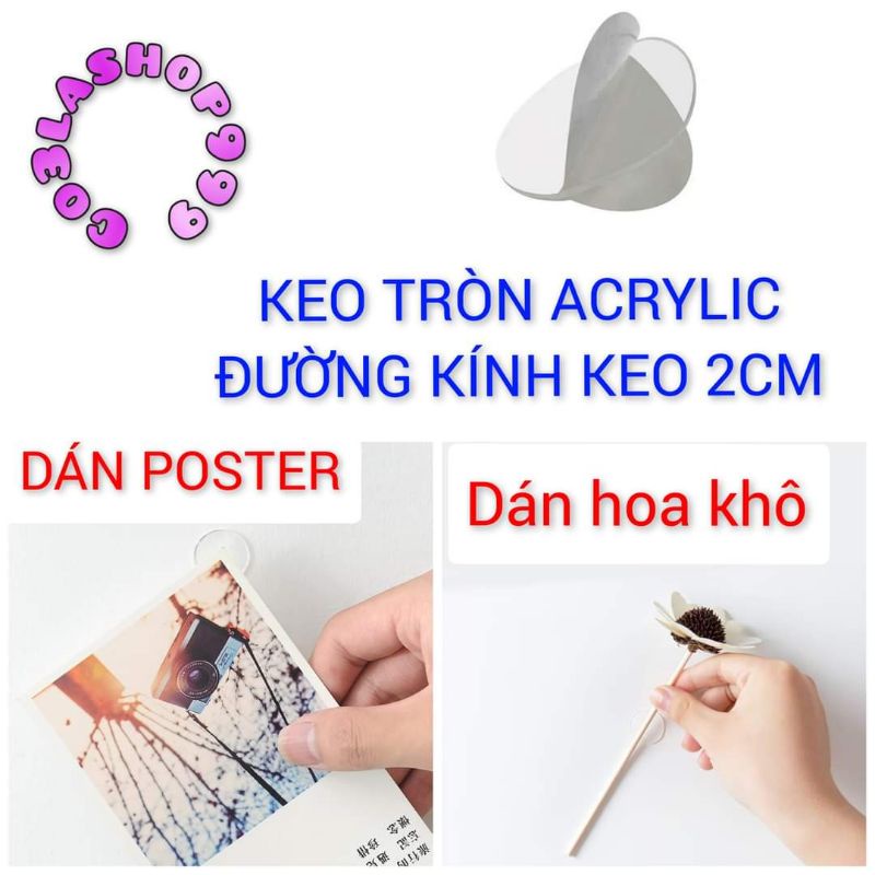 1 tấm có 70 miếng keo acrylic 2 mặt mini, dán cố định poster, chậu cây, đồ dùng.