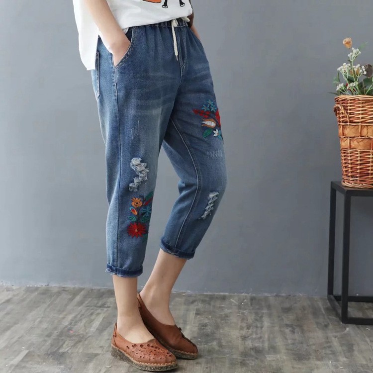 Quần jean baggy nữ size đại, quần jean bò bagyy nữ lưng thun eo co giãn size đại M ĐẾN 3XL