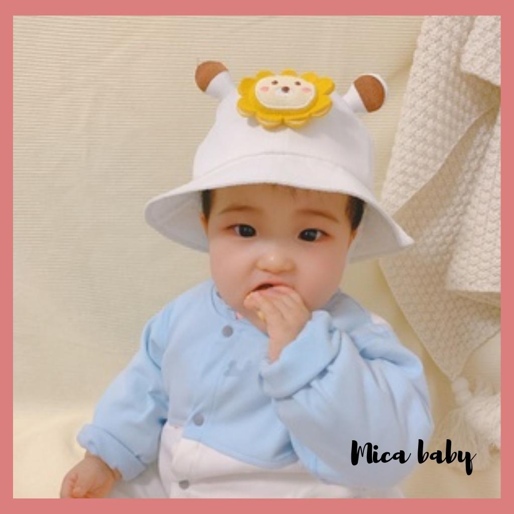 Mũ tai bèo thêu hình mặt sư tử đáng yêu cho bé MH140 Mica Baby