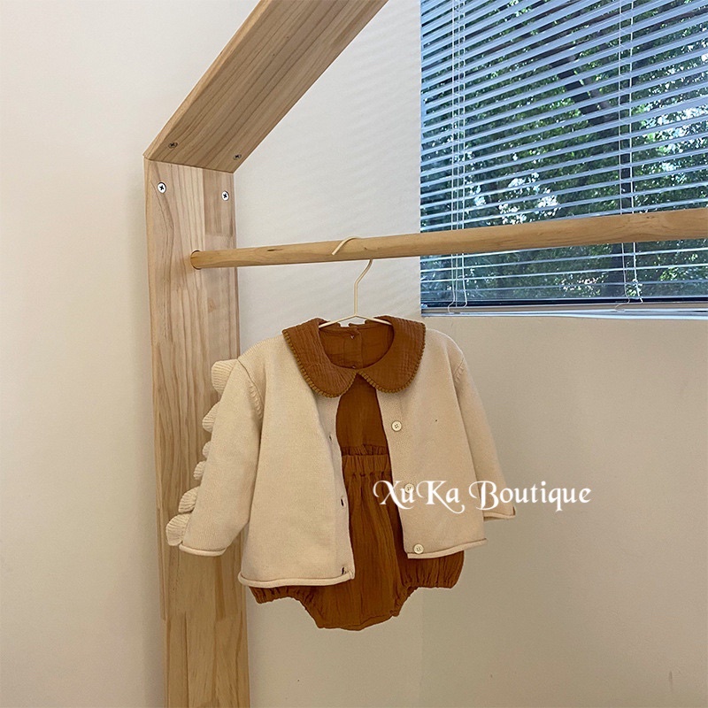 Bộ Quần Áo Dài Tay Bé Gái 0-3 Tuổi Galakoko | Set bộ đũi màu nâu cổ tròn chất Cực Đẹp [Xuka Boutique] Hình Thật