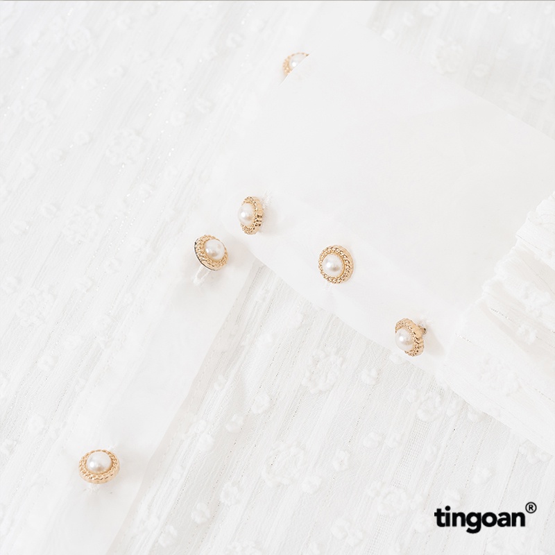 Áo somi xuyên thấu cổ đứng kèm dây phối bóng kính trắng tingoan GLOSSIE BLOUSE/WH