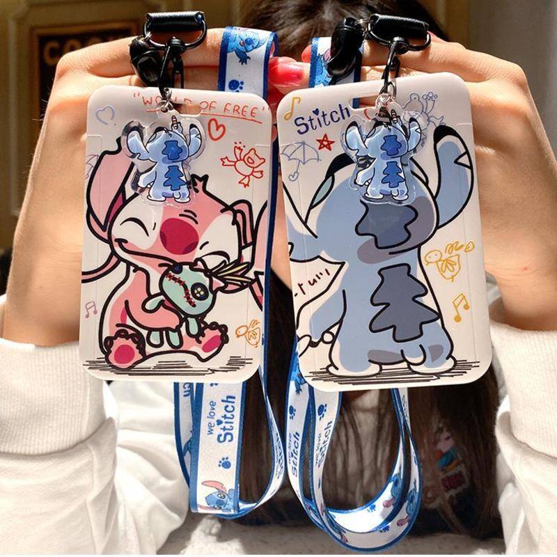 ⭐ iLado ⭐ Thẻ dây đeo thẻ sinh dễ thương Stitch Khâu bọc căn cước thẻ hoc thẻ đi làm viên Vỏ bảo vệ bao đựng thẻ học sinh phù hiệu học sinh dây đeo bảng tên dây đeo bảng tên đồ dùng học sinh
