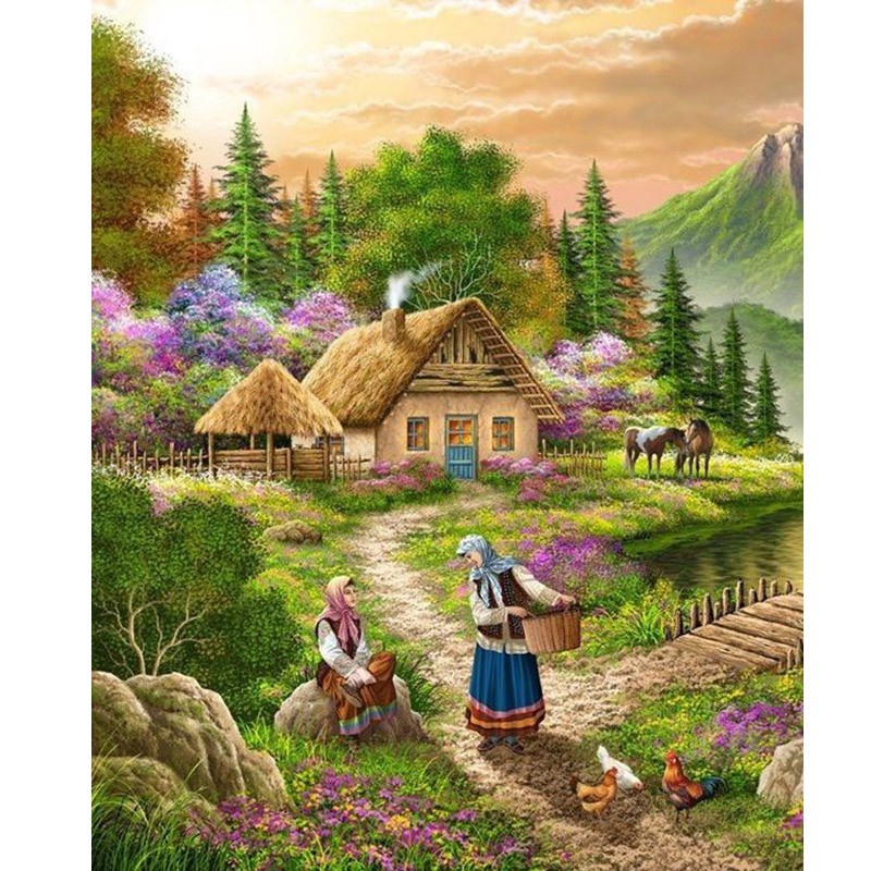 Bộ Tranh Đính Đá 5D Toàn Diện Họa Tiết Phong Cảnh Độc Đáo DIY Dùng Trang Trí Nhà Cửa