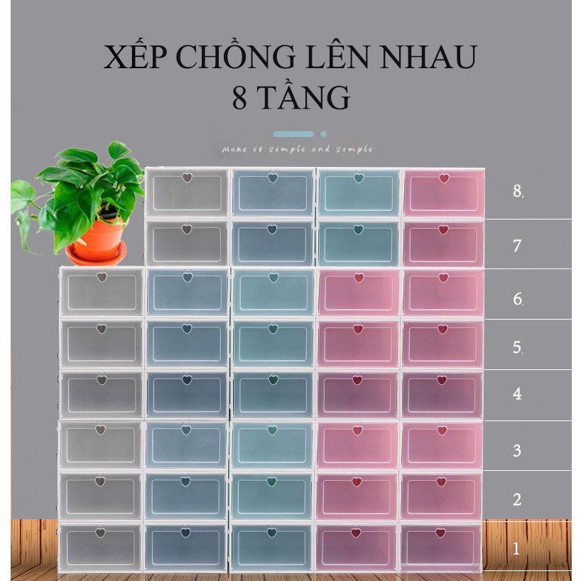 Hộp Đựng Giày Nắp Nhựa Cứng Loại 1 Size Lớn - Thích Hợp Cho Mọi Loại Dầy Dép Cả Nam Và Nữ