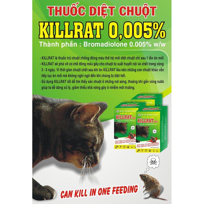 Thuốc diệt chuột Killrat - hộp 40gr x 2 gói (không cần trộn thức ăn)