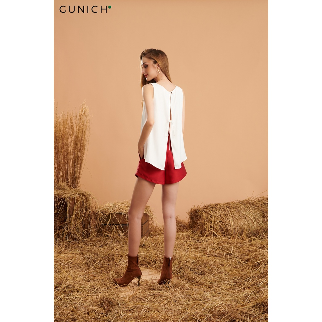 Quần short đỏ tafta 2 lớp, dáng chữ A GUNICH
