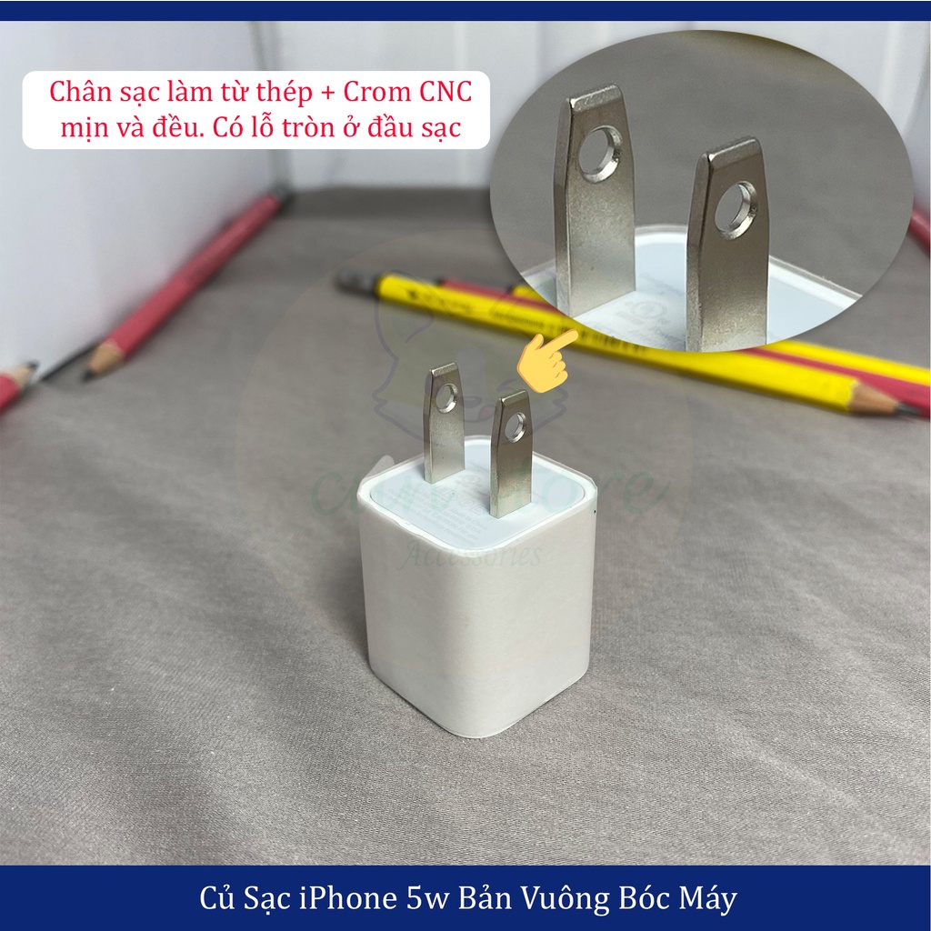 [Bảo Hành 12 tháng] Củ Sạc iPhone Vuông 5W Chính Hãng - Zin Bóc Máy - Sạc Nhanh - Không Nóng Máy -Không Loạn, Đơ Cảm Ứng