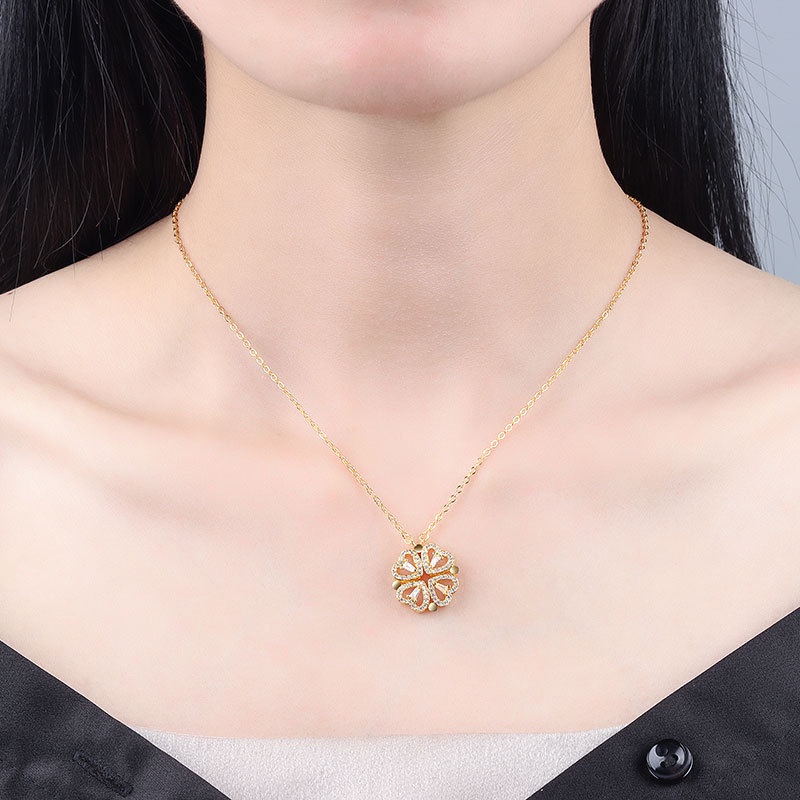 Vòng cổ Nam Châm Mặt Trái Tim Đính Đá Nhân Tạo Thời Trang