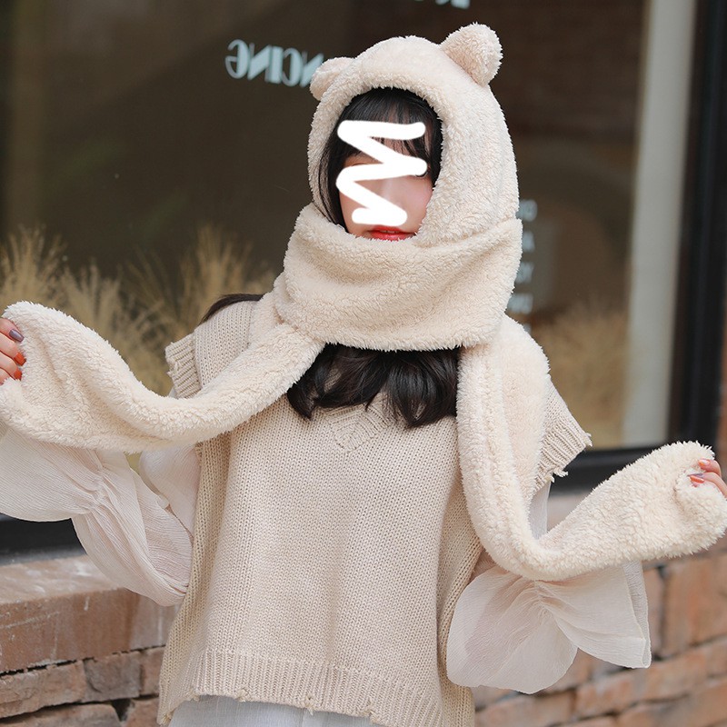 [Mã FAWINTER hoàn 15% xu đơn 99K] 💎FREE SHIP💎 HÀNG SẴN Mũ Lông liền Khăn Tai Gấu Trùm Đầu Choàng Cổ Cao Cấp Cực Ấm Áp | BigBuy360 - bigbuy360.vn