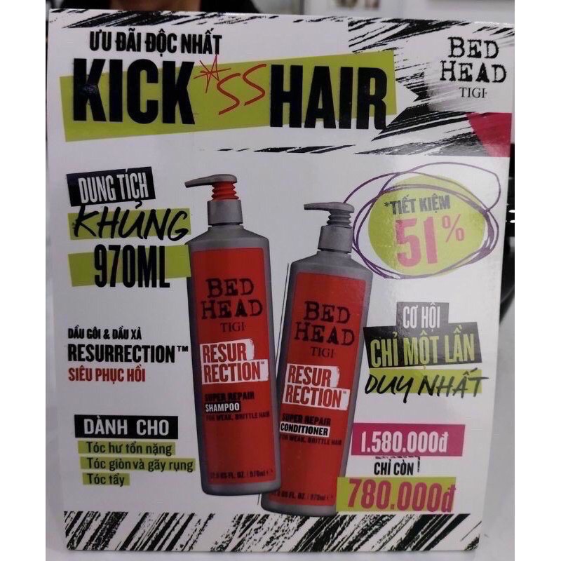 [MẪU MỚI NHẤT] (CHÍNH HÃNG CÔNG TY) DẦU GỘI VÀ XẢ TÁI SINH TIGI RESURRECTION LEVEL 3 970ML | BigBuy360 - bigbuy360.vn