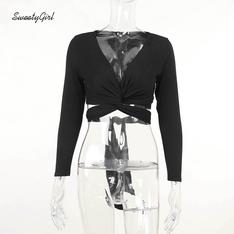 Áo Thun Tay Dài Cổ Chữ V Màu Trơn Dáng Ôm Thời Trang 2022 Dành Cho Nữ