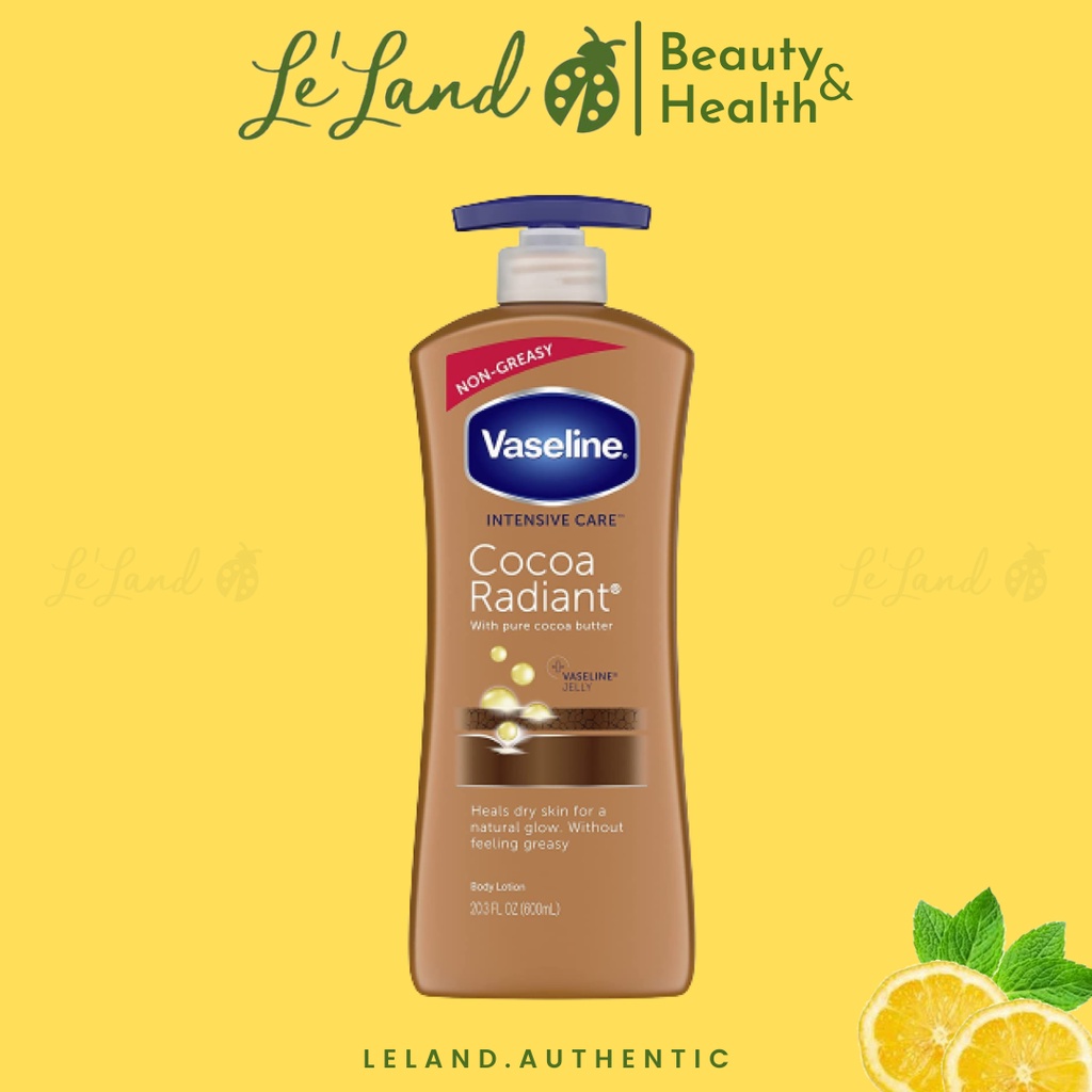 LeLand - Vaseline Dưỡng Ẩm Toàn Thân Cocoa Radiant Body Lotion 600ML của Mỹ