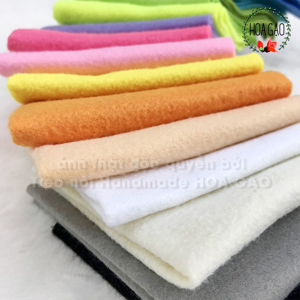 Vải nỉ mềm, combo 15 tấm vải 45cm HOA GẠO GNMBA màu pastel làm thú nhồi bông, đồ chơi cho bé